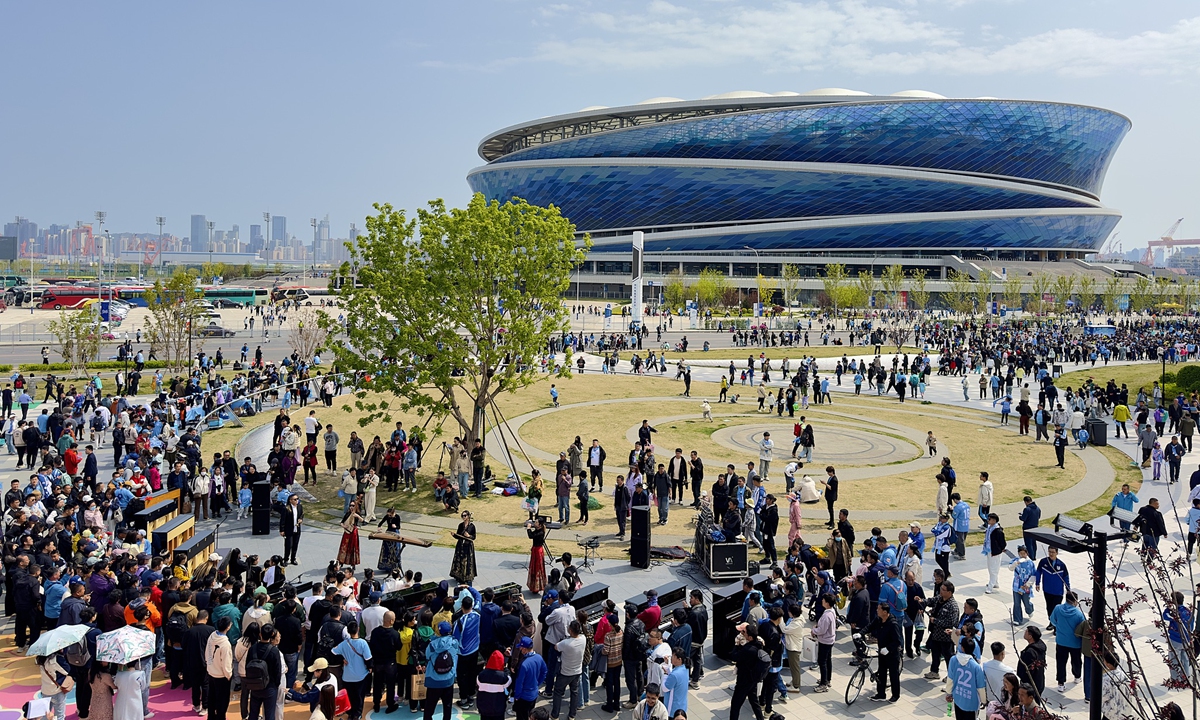 The exterior view of the Suoyuwan Football Stadium in Dalian Photo: VCG