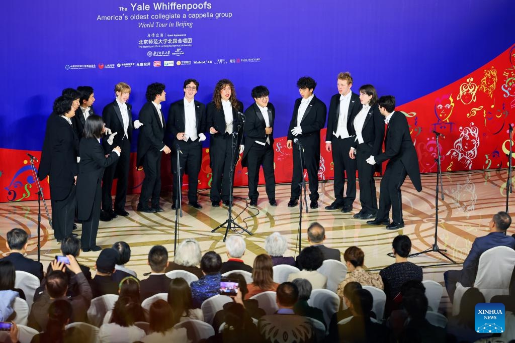 The Whiffenpoofs a cappella choir of Yale University performs in Beijing, capital of China, March 31, 2026. (Xinhua/Lu Ye)