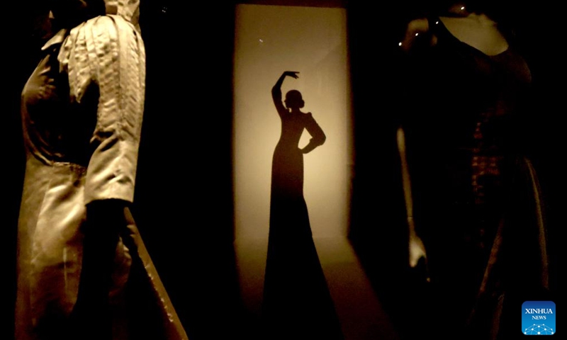 Photo taken on March 30, 2026 shows a view of Schiaparelli: Fashion Becomes Art exhibition at the Victoria and Albert Museum (V&A) in London, Britain. (Xinhua/Li Ying)

