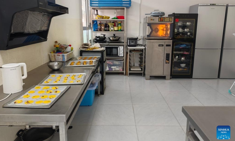 This photo taken on March 31, 2026 shows a view of a baking classroom at Kangnazhou Autism Family Support Center in Haidian District, Beijing, capital of China. (Xinhua)

