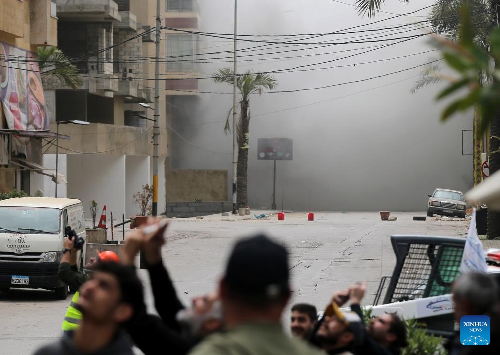 This photo taken on April 5, 2026 shows smoke and dust caused by an Israeli airstrike on the southern suburbs of Beirut, Lebanon. Four people were killed and about 39 others were wounded in an Israeli airstrike on the Jnah area in Beirut's southern suburbs on Sunday, near Beirut's Rafic Hariri Hospital, according to the Lebanese health ministry.

Israeli warplanes launched five airstrikes on Beirut's southern suburbs, including two on Jnah, as well as strikes on Ghobeiry, Haret Hreik, and Al-Jamous, according to Lebanon's National News Agency (NNA). (Photo by Bilal Jawich/Xinhua)