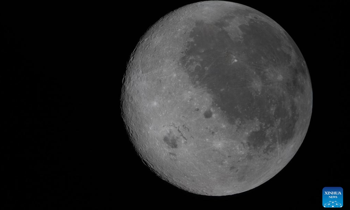 Photo taken on April 6, 2026 shows the Moon seen from the Orion spacecraft. The crew of the Artemis II mission on Monday broke the record for the farthest distance from Earth ever traveled by humans, surpassing the milestone achieved by Apollo 13 in April 1970, according to NASA. (NASA/Handout via Xinhua)