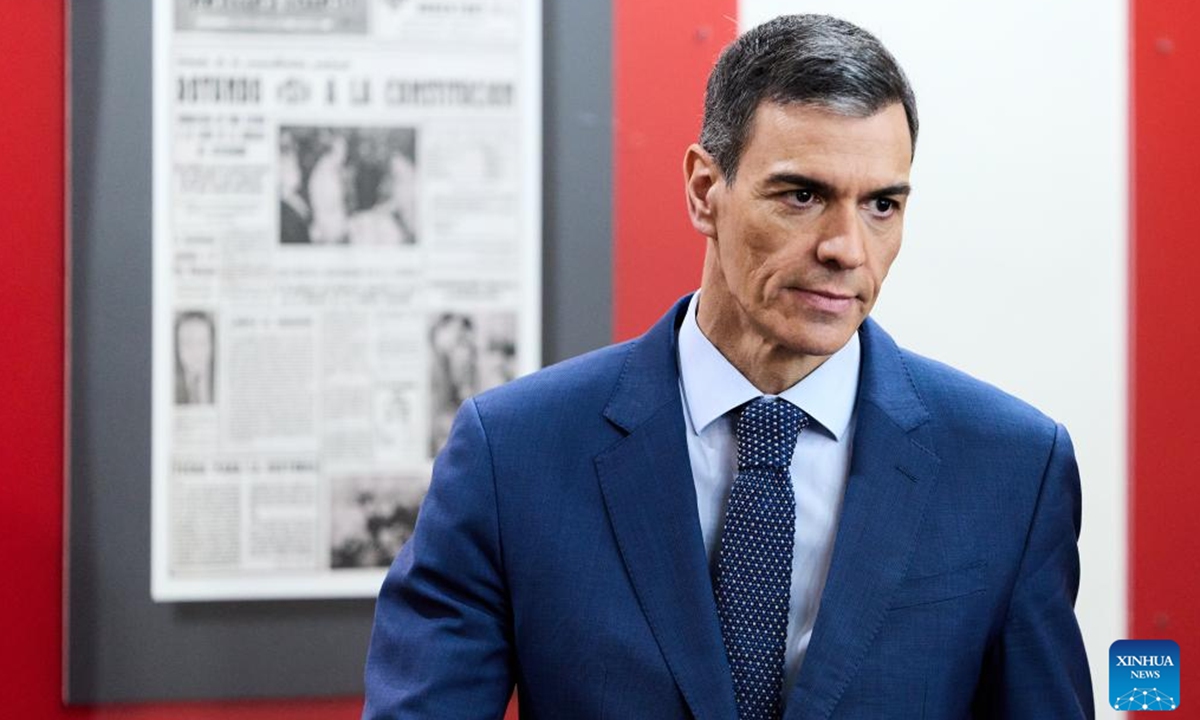 Spanish Prime Minister Pedro Sanchez attends a press conference in Madrid, Spain, on March 20, 2026. Photo: Xinhua