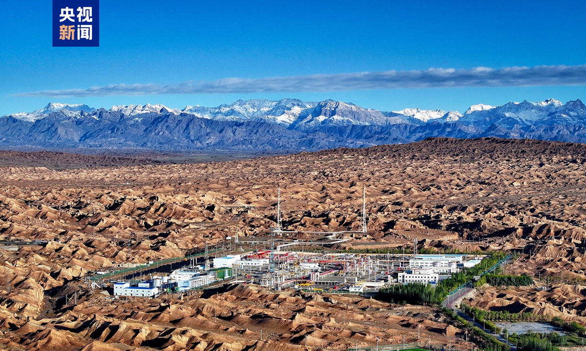 The Kela 2-5 well in Tarim Oilfield's Kela 2 gas field in Northwest China's Xinjiang Uygur Autonomous Region  Photo: screenshot of CMG's report

