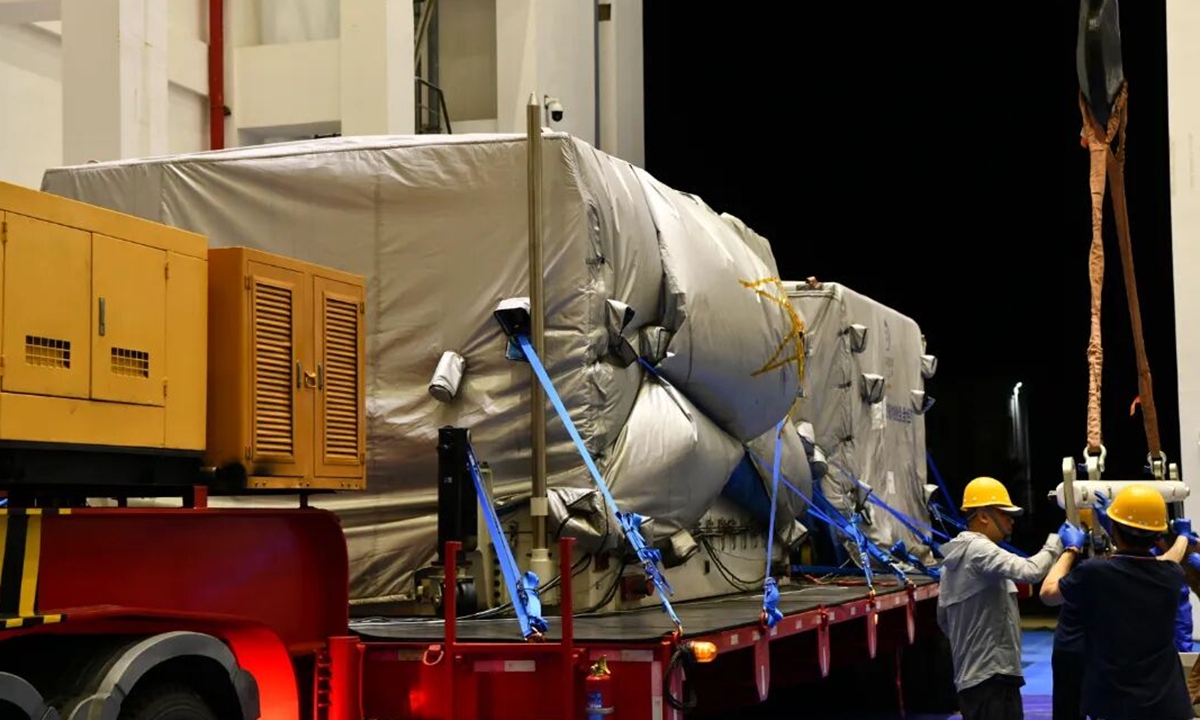 The probe for China's Chang'e-7 lunar mission is safely transported to the Wenchang Space Launch Site in South China's Hainan Province on the evening of April 9, 2026. Photo: China Manned Space Agency