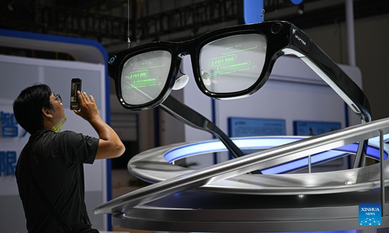 An AI glasses model is pictured at the Hainan International Convention and Exhibition Center, the main venue for the upcoming sixth China International Consumer Products Expo (CICPE), in Haikou, south China's Hainan Province, April 10, 2026. Scheduled to take place in south China's Hainan Province from April 13 to 18, this expo will see the participation of more than 3,400 brands from over 60 countries and regions. Photo: Xinhua