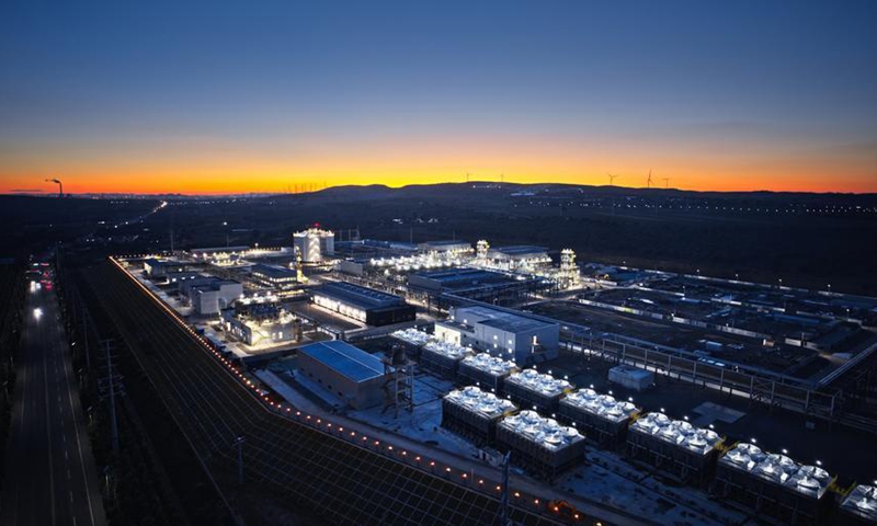 An aerial drone photo taken on July 6, 2025 shows a green hydrogen and ammonia project in Chifeng, north China's Inner Mongolia Autonomous Region. (Xinhua)