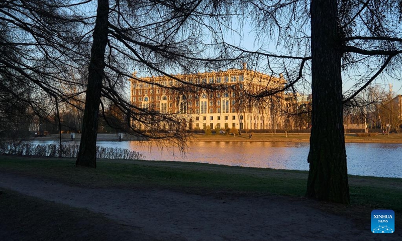 This photo taken on April 11, 2026 shows a view on Yelagin Island in St. Petersburg, Russia. Located in the northwest of St. Petersburg, Yelagin Island was once a royal garden and is now a famous tourist and leisure destination. (Photo by Guo Feizhou/Xinhua)