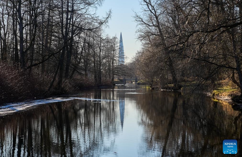 This photo taken on April 11, 2026 shows a view on Yelagin Island in St. Petersburg, Russia. Located in the northwest of St. Petersburg, Yelagin Island was once a royal garden and is now a famous tourist and leisure destination. (Photo by Guo Feizhou/Xinhua)
