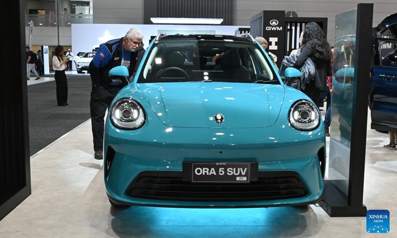 People visit the Great Wall Motor stand during the 2026 Melbourne Motor Show in Melbourne, Australia, April 10, 2026. (Xinhua/Xu Haijing)
