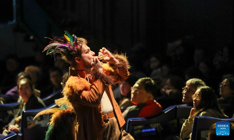 An actor performs The Magic Flute, an opera composed by Austrian musician Wolfgang Amadeus Mozart, during the closing performance of the 41st Shanghai Spring International Music Festival in Shanghai, east China, April 12, 2026. (Xinhua/Wang Xiang)