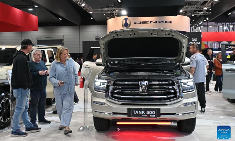 People visit the Great Wall Motor stand during the 2026 Melbourne Motor Show in Melbourne, Australia, April 10, 2026. (Xinhua/Xu Haijing)