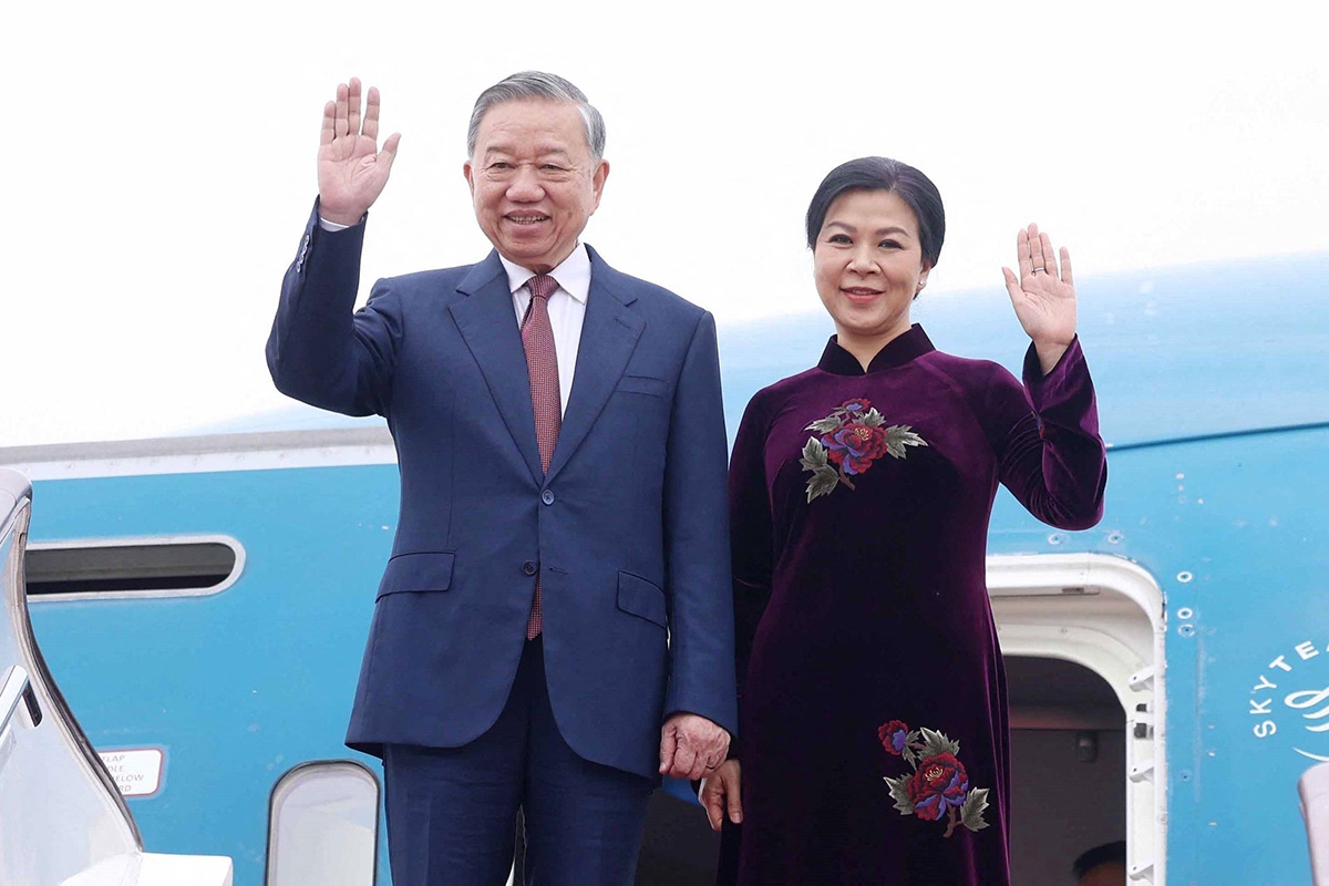 To Lam, general secretary of the Communist Party of Vietnam Central Committee and president of Vietnam, arrives in Beijing on April 14, 2026. Photo: VCG