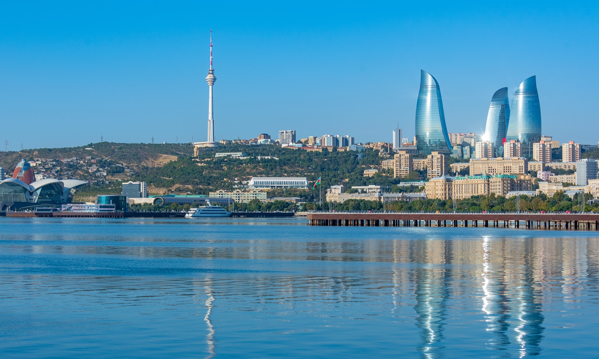 An aerial view of Baku, Azerbaijan Photo: IC