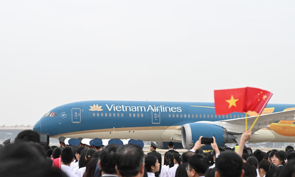 To Lam, general secretary of the Communist Party of Vietnam Central Committee and president of Vietnam, arrives in Beijing on April 14, 2026. Photo: Xinhua