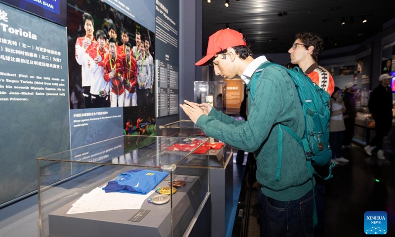 Guests from the United States visit the International Table Tennis Federation Museum and the China Table Tennis Museum in Shanghai, east China, April 14, 2026. (Xinhua/Wang Xiang)

