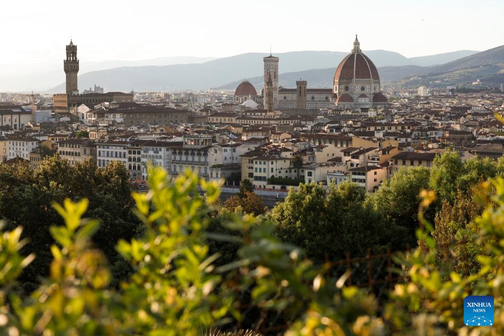 This photo taken on May 7, 2026 shows a panoramic view of Florence, Italy. (Xinhua/Li Jing)

