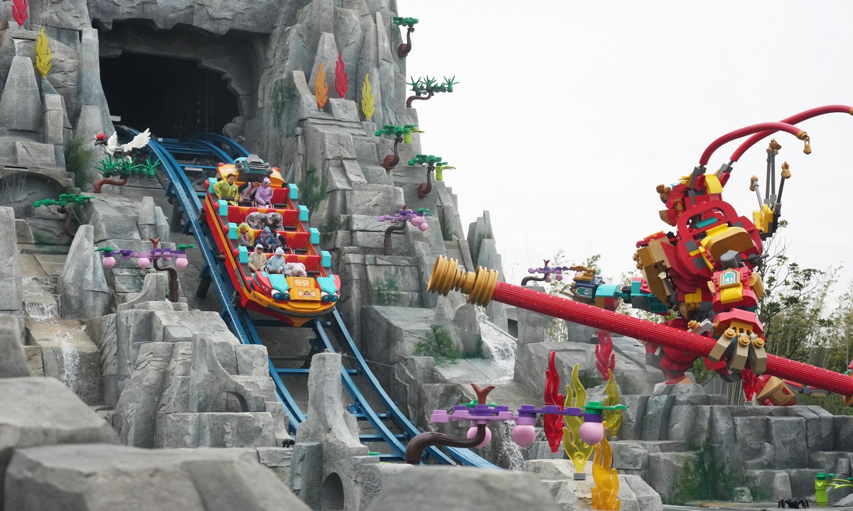 A new themed event LEGO MONKIE KID Flower Fruit Mountain Adventure at LEGOLAND Shanghai Resort opens its doors to visitors in Shanghai on April 16, 2026. The event brings together a global IP with local elements to offer families a range of hands-on cultural play experiences. Photo: VCG