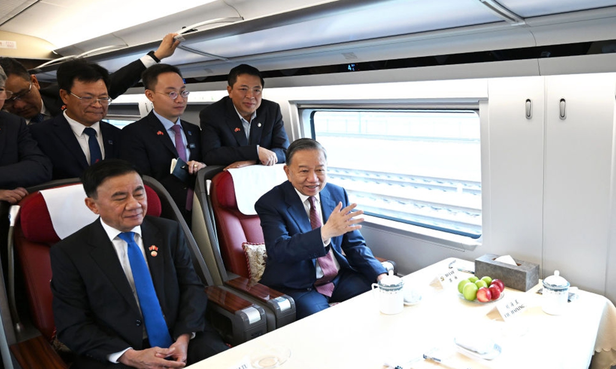 General Secretary of the Communist Party of Vietnam (CPV) Central Committee and Vietnamese President To Lam, departs Beijing by high-speed train for Southwest China's Guangxi Zhuang Autonomous Region on April 16, 2026. Photo: Xinhua
