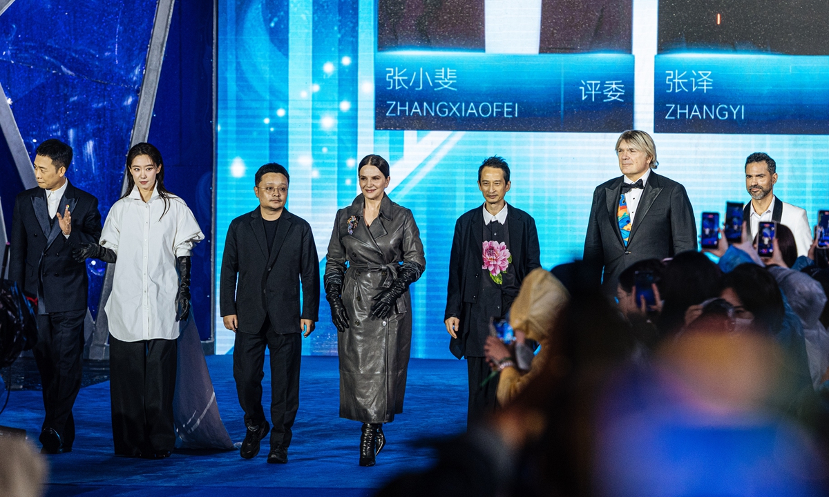 Members of Tiantan Award jury attend the opening of the 16th Beijing International Film Festival (BJIFF) in Beijing's Huairou district on April 16, 2026. Hundreds of filmmakers and actors from China and abroad graced the red carpet ceremony. The 16th BJIFF, which runs until April 26, will screen about 260 outstanding films from around the world across approximately 800 showings in the Beijing-Tianjin-Hebei region. Photo: Li Hao/GT