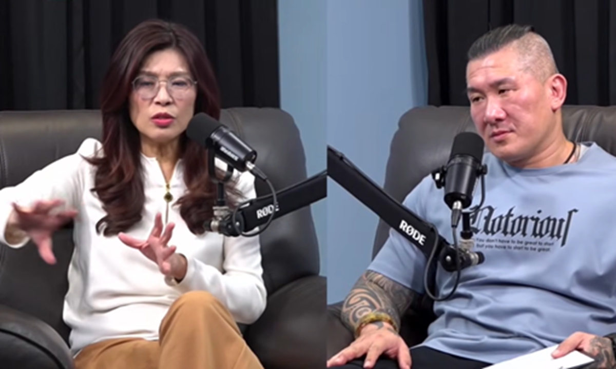 Chairwoman of the Chinese Kuomintang (KMT) party Cheng Li-wun (left) joins the Taiwan regional internet influencer Chen Chih-han's livestream on April 16, 2026. Photo: Screenshot from media reports