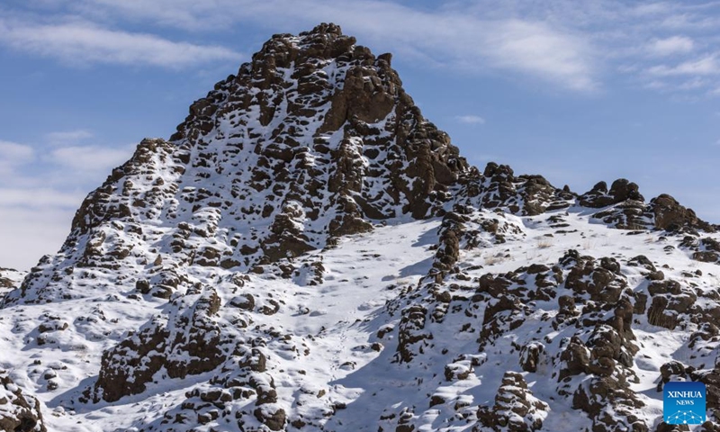 This photo taken on April 10, 2026 shows a view pictured at the Bamoqongzong extinct volcanic cluster area in the Changtang National Nature Reserve, southwest China's Xizang Autonomous Region. The Bamoqongzong extinct volcanic cluster is located deep within the Changtang National Nature Reserve, at an average elevation of approximately 5,000 meters. (Xinhua/Jiang Fan)

