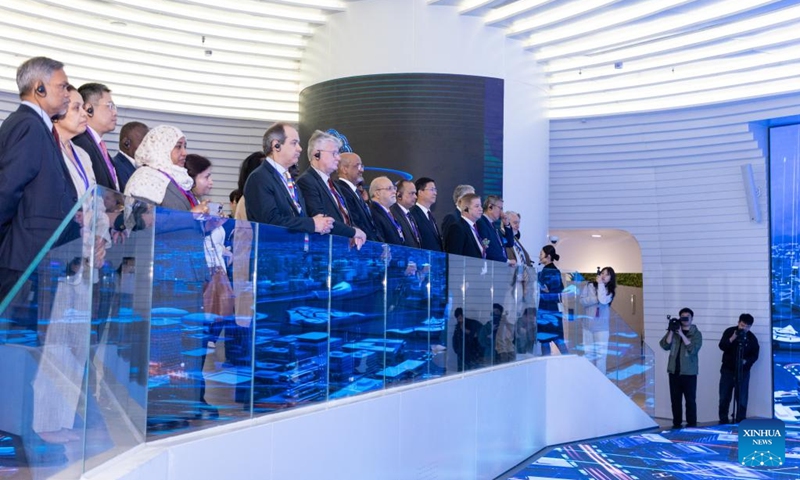 Foreign envoys visit the Xiong'an Urban Computing Center in Xiong'an New Area, north China's Hebei Province, April 16, 2026. A group of ambassadors, representatives and senior diplomats from 24 countries and international organizations, including Argentina, Jordan and Slovakia, visited north China's Hebei Province from April 14 to 16 at the invitation of the Ministry of Foreign Affairs. The tour focused on the region's industrial innovation, traditional culture and urban development. (Photo by Li Xin/Xinhua)