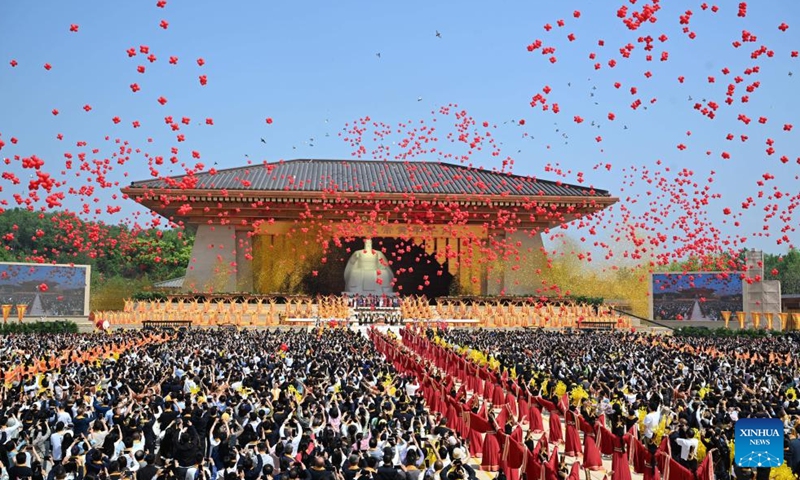 A ceremony to worship Huangdi, or the Yellow Emperor, is held in Xinzheng City, central China's Henan Province, April 19, 2026.

