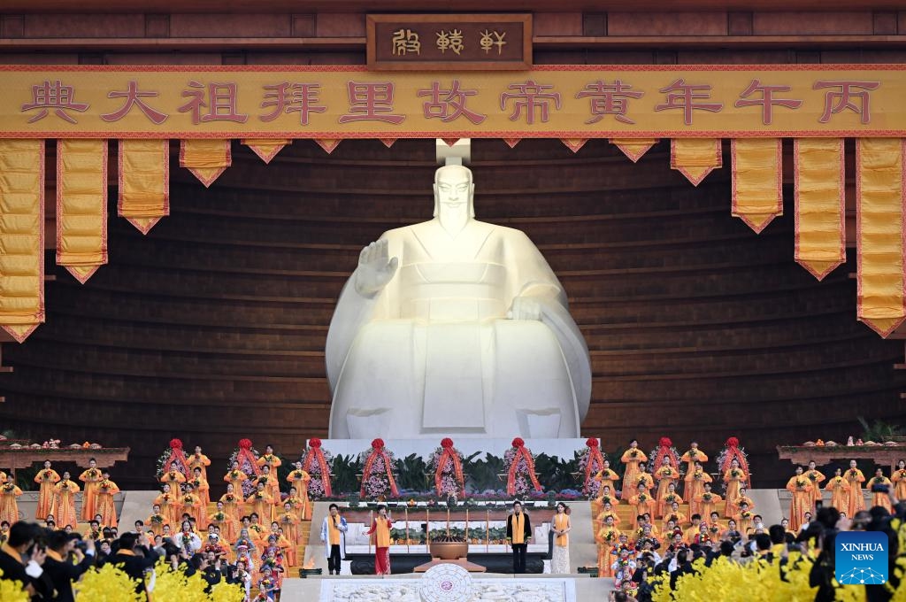 A ceremony to worship Huangdi, or the Yellow Emperor, is held in Xinzheng City, central China's Henan Province, April 19, 2026.

