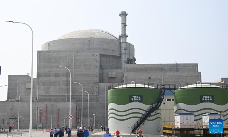 This photo taken on April 20, 2026 shows a view of Unit 1 of China General Nuclear Power Group's (CGN) Taipingling nuclear power project in Huidong County, Huizhou, south China's Guangdong Province. 