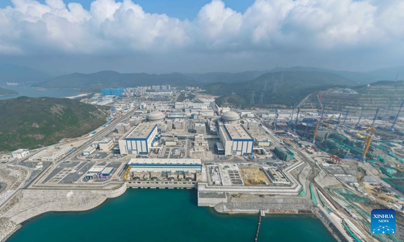 An aerial drone photo taken on April 20, 2026 shows a view of China General Nuclear Power Group's (CGN) Taipingling nuclear power project in Huidong County, Huizhou, south China's Guangdong Province. 