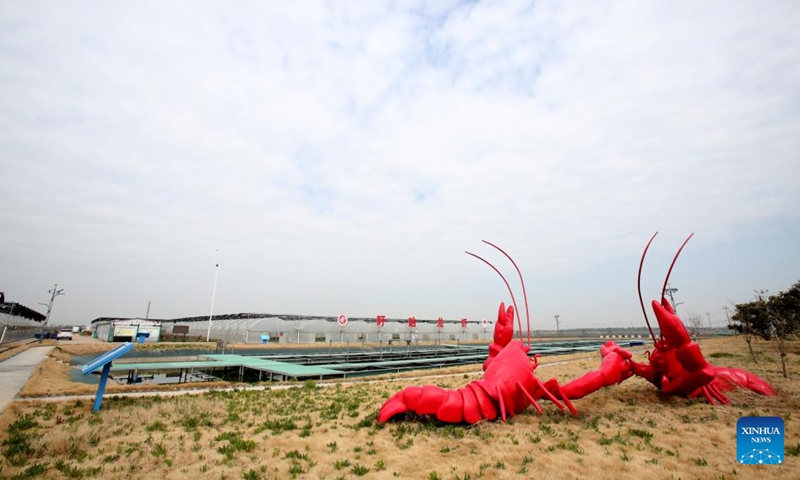 This photo taken on March 27, 2026 shows a modern agriculture demonstration base for Xuyi crayfish in Xuyi County, east China's Jiangsu Province. 