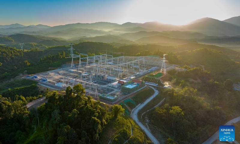 This file photo taken on Nov. 30, 2025 shows a view of a 500-kV substation in Namor District of Oudomxay Province, Laos. China's first 500-kV cross-border alternating-current power interconnection project went into operation on Monday, sharply expanding electricity exchange capacity between China and Laos, China Southern Power Grid Co., Ltd. said. (China Southern Power Grid/Handout via Xinhua)

