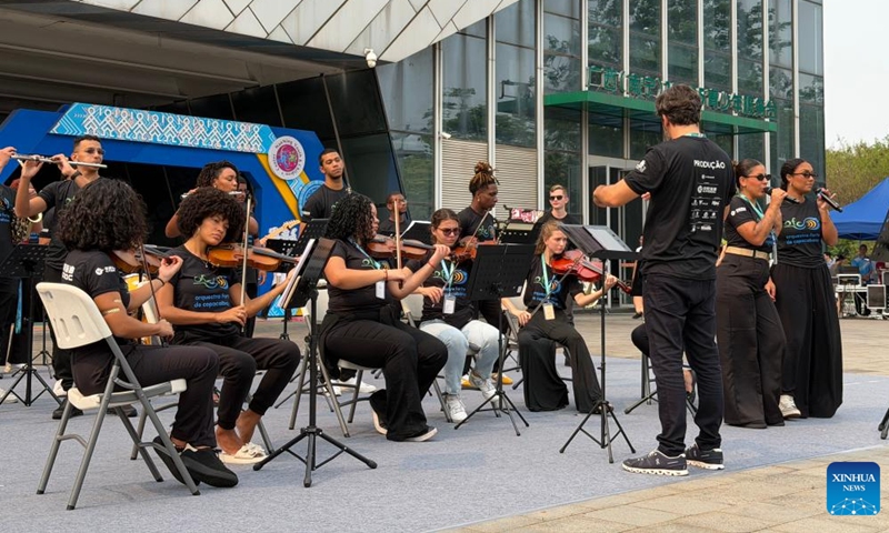 The Copacabana Fort Orchestra performs in Nanning, south China's Guangxi Zhuang Autonomous Region, April 16, 2026.(Xinhua/Zhao Huan)

