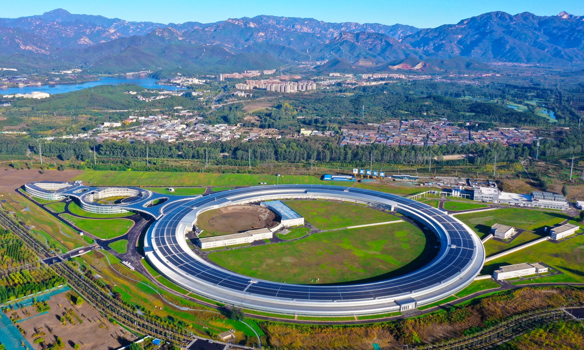 An aerial picture of the Huairou Science City featuring the High Energy Photon Source (HEPS) in the city Photo: VCG