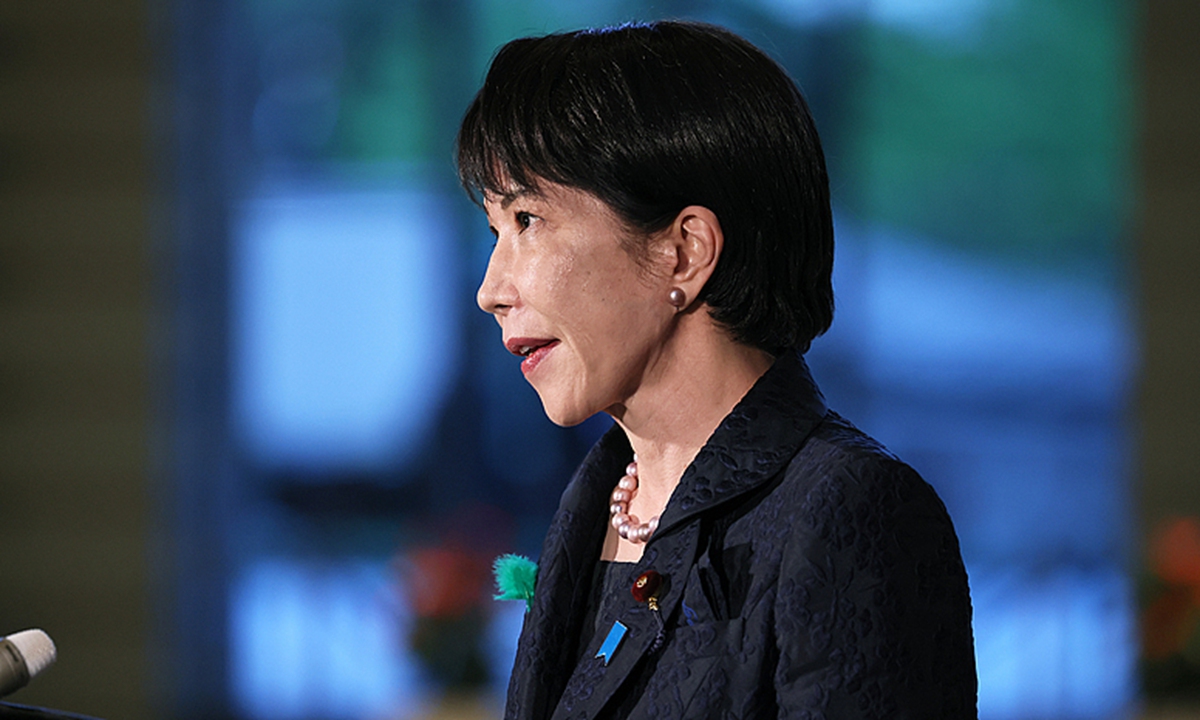 Japanese Prime Minister Sanae Takaichi answers reporters' questions about her six months in office and other topics at the Prime Minister's Office in Tokyo, Japan, on April 21, 2026.