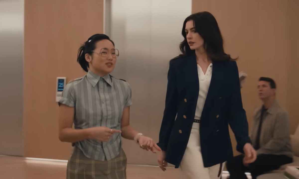 A screenshot of the official trailer featuring Helen Shen as Jin Chao (left) and Anne Hathaway as Andrea Sachs  Photo: 20th Century Studios