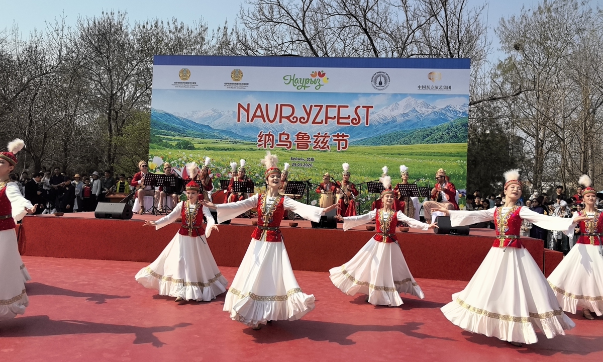 The Embassy of the Republic of Kazakhstan in China hosts a celebration for the Nauryz festival in Chaoyang Park in Beijing, on March 29, 2026. 
