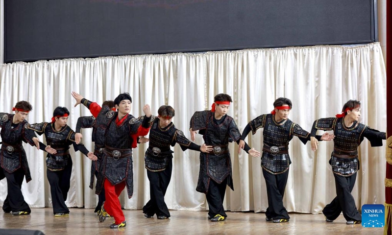 Performers perform during the Charm of Chinese Kung Fu in Bishkek, Kyrgyzstan, April 23, 2026. (Photo by Roman/Xinhua)