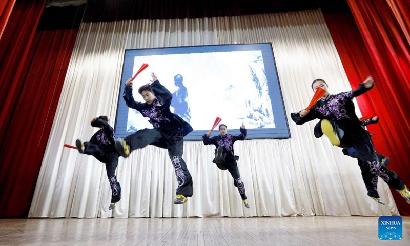 Performers perform during the Charm of Chinese Kung Fu in Bishkek, Kyrgyzstan, April 23, 2026. (Photo by Roman/Xinhua)