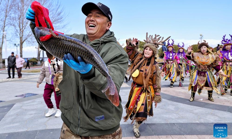 This photo taken on April 25, 2026 shows a scene at an event during the Kaijiang folk culture week in Tongjiang City, northeast China's Heilongjiang Province. Tongjiang kicked off the Kaijiang folk culture week on Saturday, where diverse activities including traditional performances were staged to showcase the region's ethnic heritage.

Kaijiang refers to the annual springtime thawing of ice-covered rivers in northeast China. Photo: Xinhua