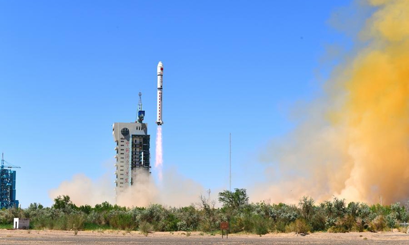 A Long March-2D carrier rocket carrying a space computing satellite constellation blasts off from the Jiuquan Satellite Launch Center in northwest China on May 14, 2025. (Photo by Wang Jiangbo/Xinhua)