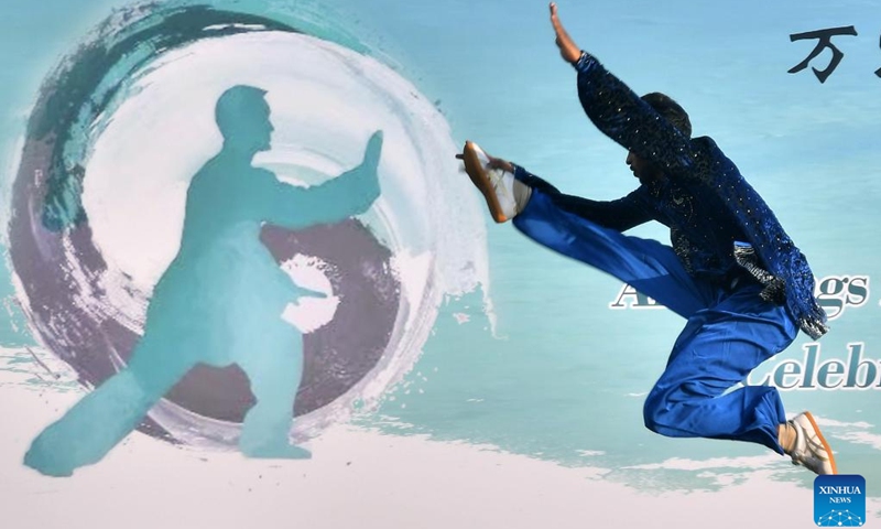 A local enthusiast performs Taiji at the All Things in Harmony Taiji Promotion Event in Colombo, Sri Lanka, April 25, 2026. (Photo by Ajith Perera/Xinhua)