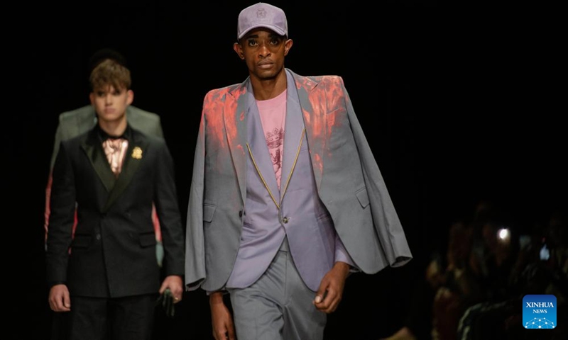 Models present creations during the South African Fashion Week in Johannesburg, South Africa, April 25, 2026. (Photo by Ihsaan Haffejee/Xinhua)