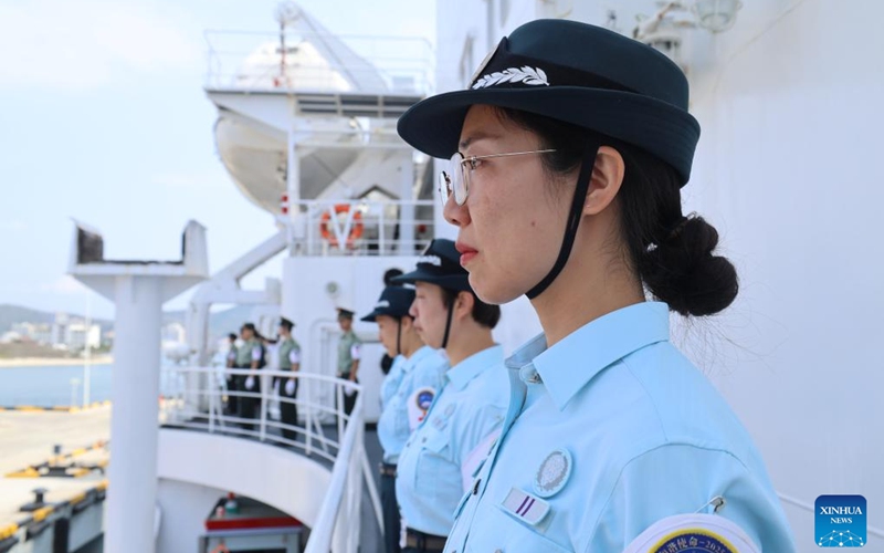 The Chinese People's Liberation Army (PLA) Navy hospital ship, Silk Road Ark, docks at a military port in Sanya, south China's Hainan Province, April 26, 2026. (Photo by Cui Xiaoyang/Xinhua)