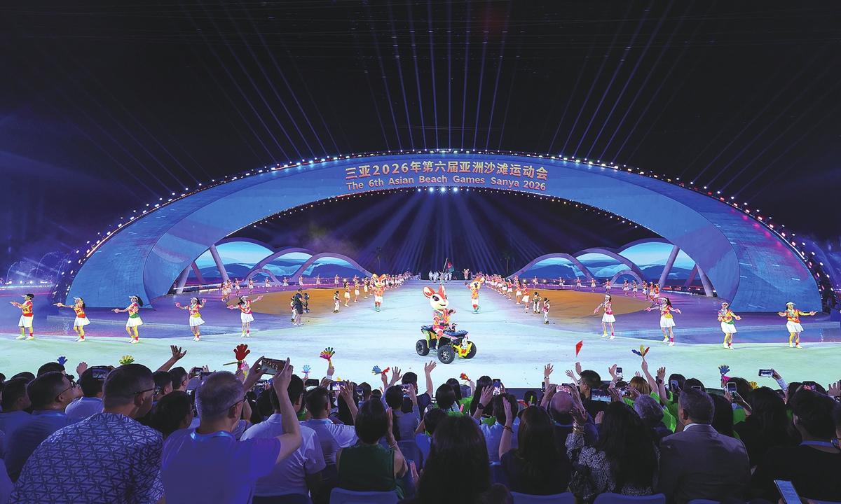 A scene from the opening ceremony of the 6th Beach Games in Sanya, Hainan Province Photo: VCG