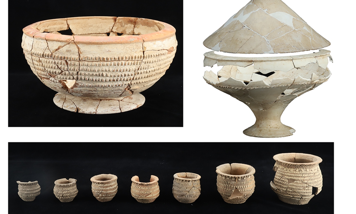 The pottery ritual vessels from the Nanzuo site in Qingyang, Northwest China's Gansu Province. Photo: Courtesy of National Cultural Heritage Administration