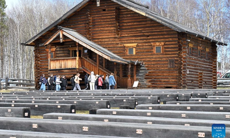 Students visit the Taltsy Architectural and Ethnographic Museum in Irkutsk, Russia, on April 28, 2026. (Xinhua/Hao Jianwei)

