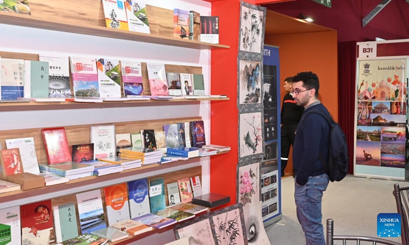 A person visits the Reading China exhibition area during the 31st Rabat International Publishing and Book Fair in Rabat, Morocco, May 2, 2026.
The book fair is held here from May 1 to 10. (Photo by Aissa/Xinhua)