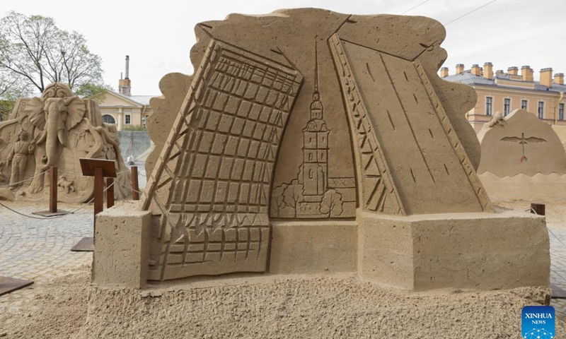 This photo taken on May 3, 2026 shows a sand sculpture at the 22nd International Sand Sculpture Festival in St. Petersburg, Russia.
The festival kicked off at the Peter and Paul Fortress in St. Petersburg on May 1 and will run for four months. (Photo by Irina Motina/Xinhua)